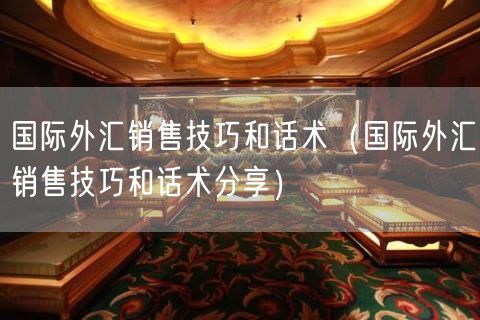 国际外汇销售技巧和话术（国际外汇销售技巧和话术分享）(17)