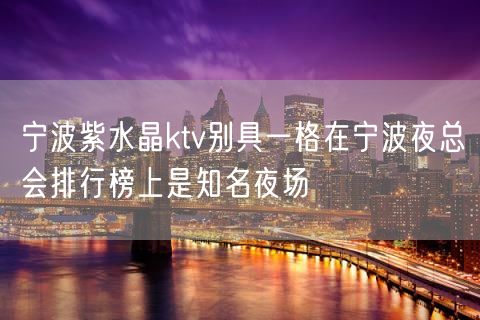 宁波紫水晶ktv别具一格在宁波夜总会排行榜上是知名夜场